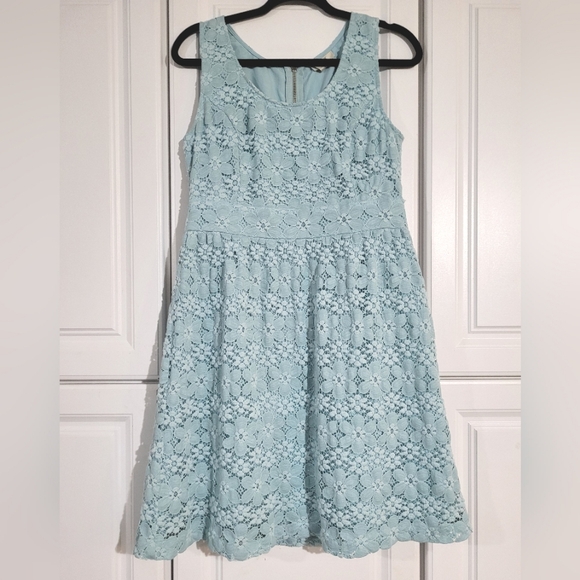 Ann Taylor Loft Blue Lace Mini Dress, Size 8 - Picture 1 of 9